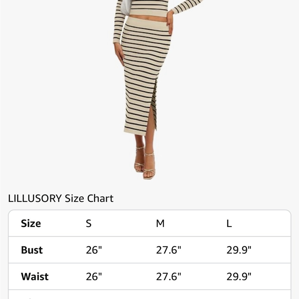 Two piece striped sweater and skirt set size medium - Picture 7 of 10